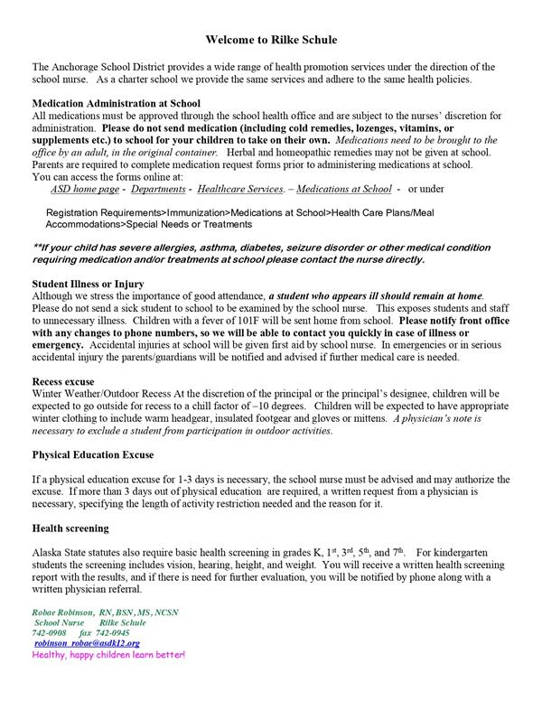 Nurse letter to parents